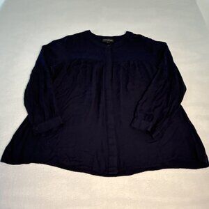 LANE BRYANT Shirt Womens 18/20 Baby Button Up Blouse Top Long Sleeve Blue ￼